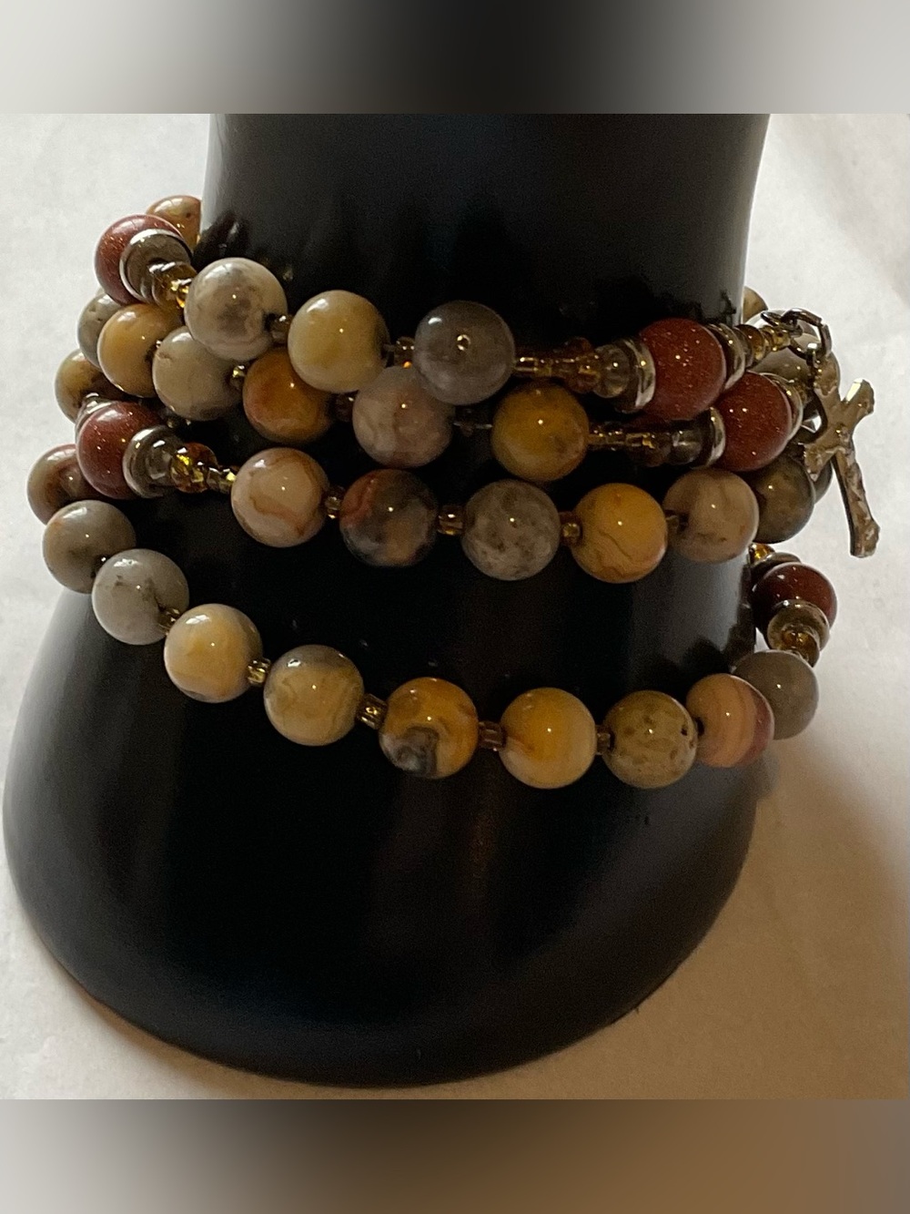Memory Wire Wrap Rosary Bracelet